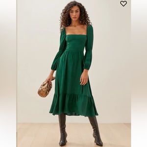 Reformation Micah dress in emerald